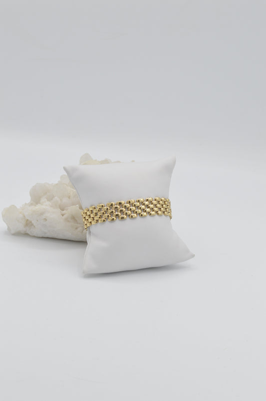 Checkered Weave Bracelet, 14k