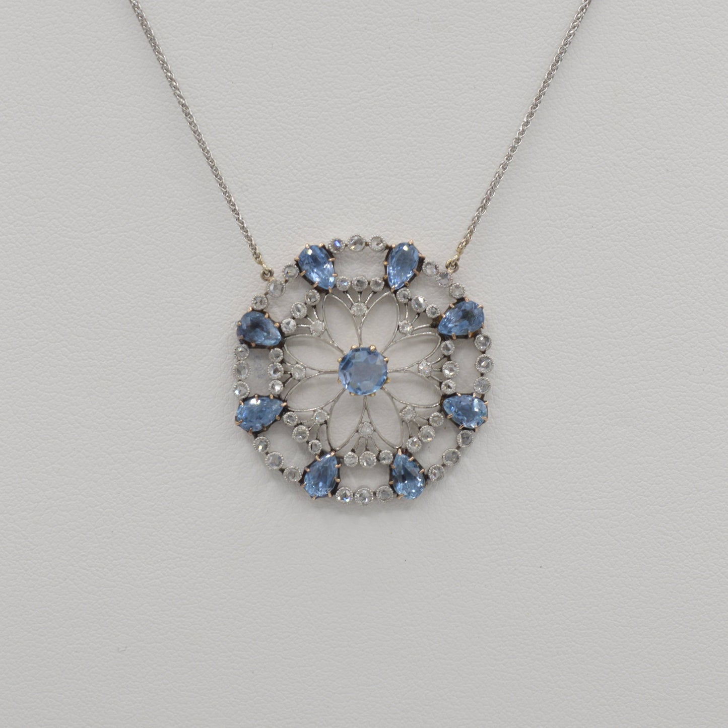 Aquamarine Edwardian Necklace, Plat.