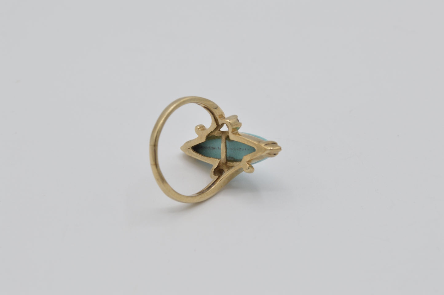 Turquoise Navette Ring, 10k
