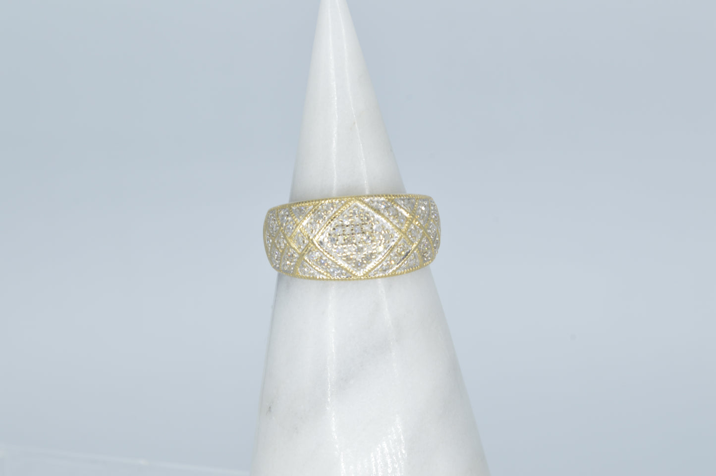 Geometric Flush Diamond Dome Ring