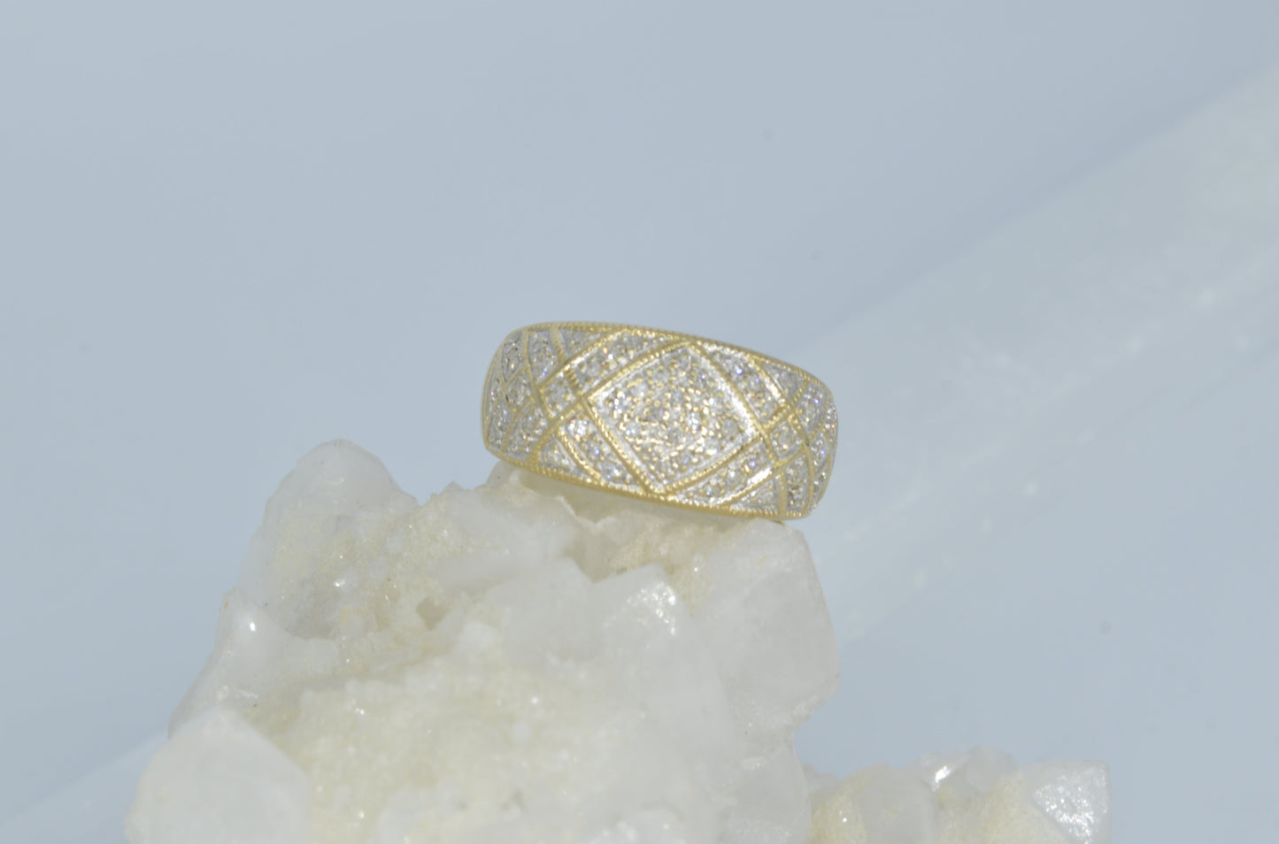 Geometric Flush Diamond Dome Ring
