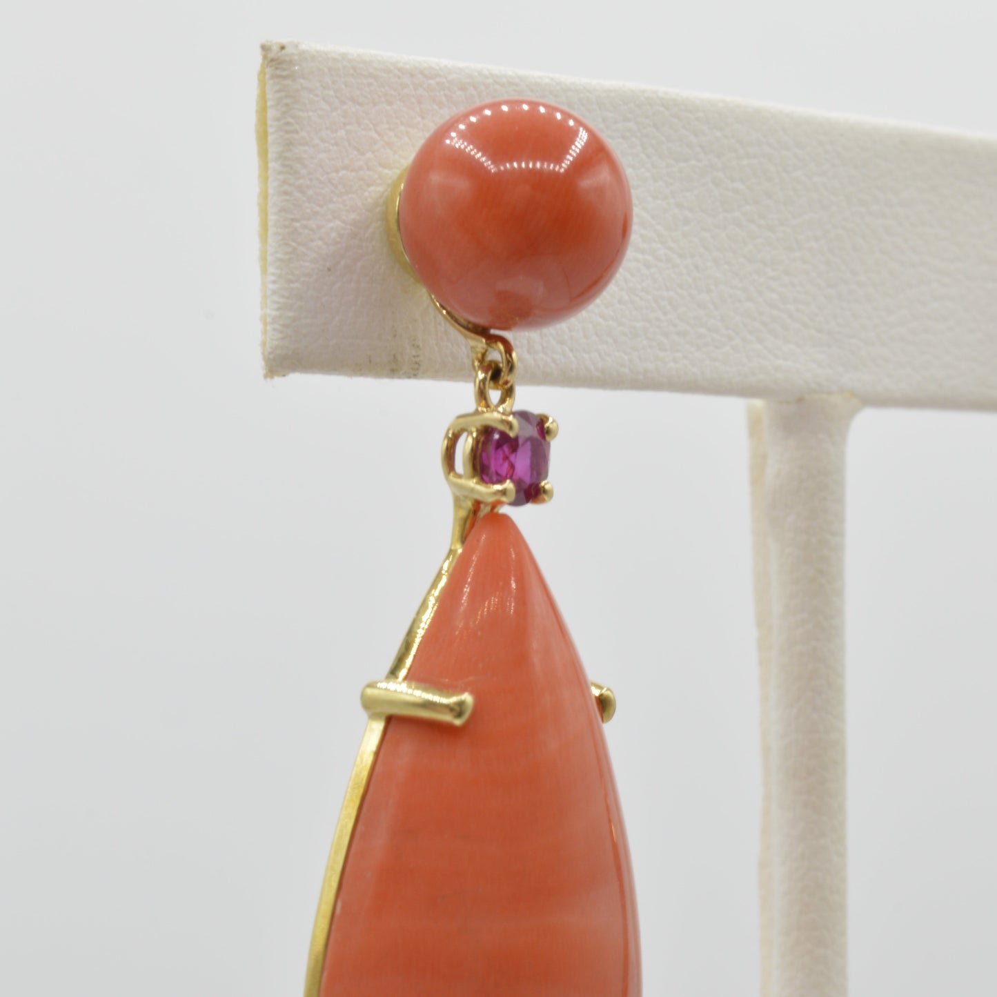 Ruby & Coral Teardrop Earrings