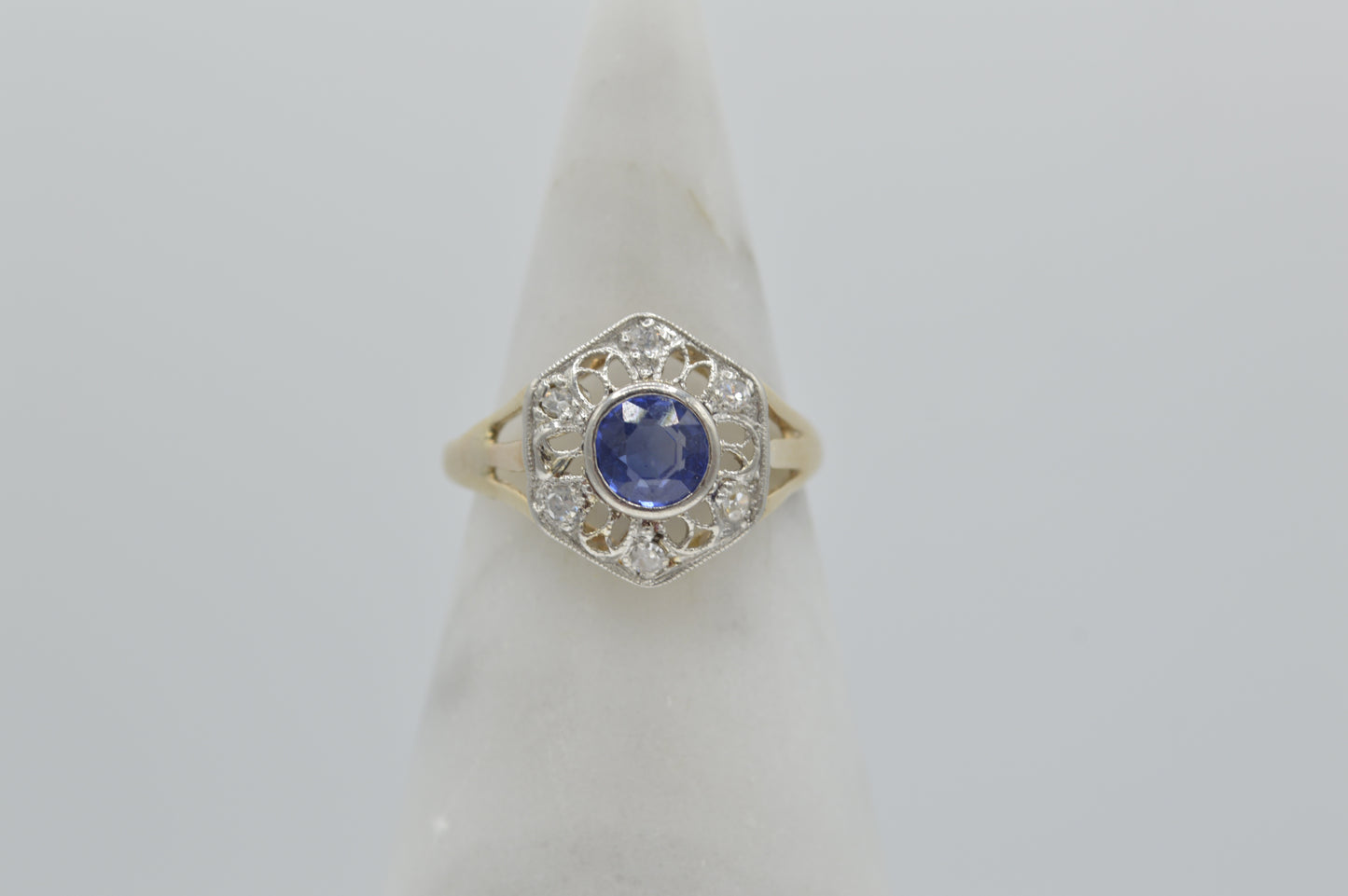 Cathedral Bezel Sapphire Ring
