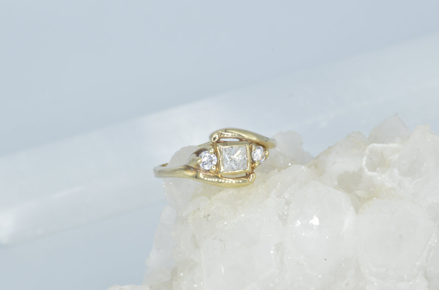 Square Diamond Infinity Sidestone Ring