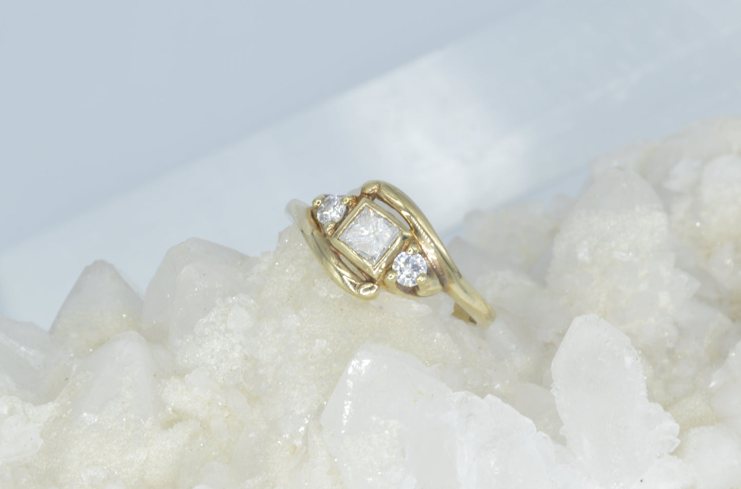 Square Diamond Infinity Sidestone Ring
