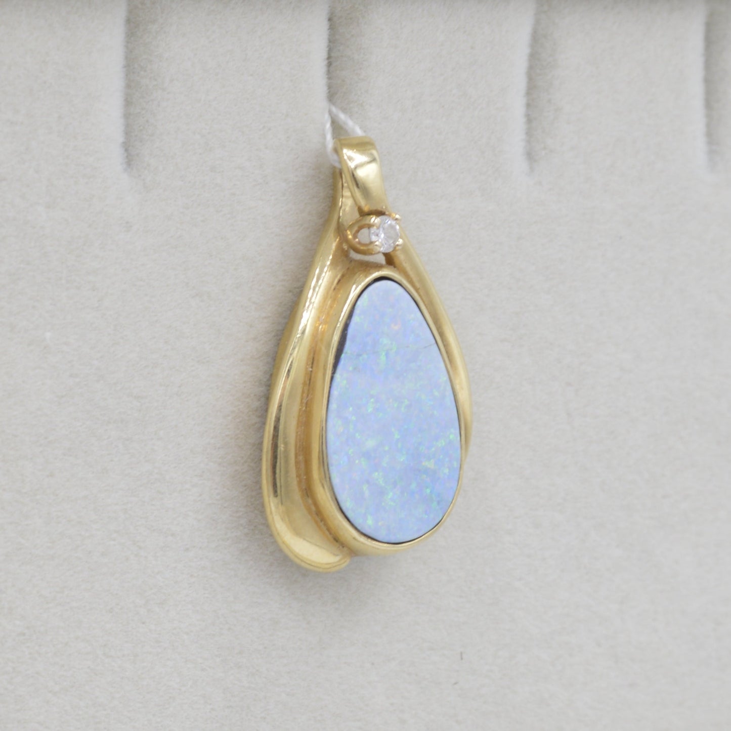 Light Blue Opal & Diamond Pendant