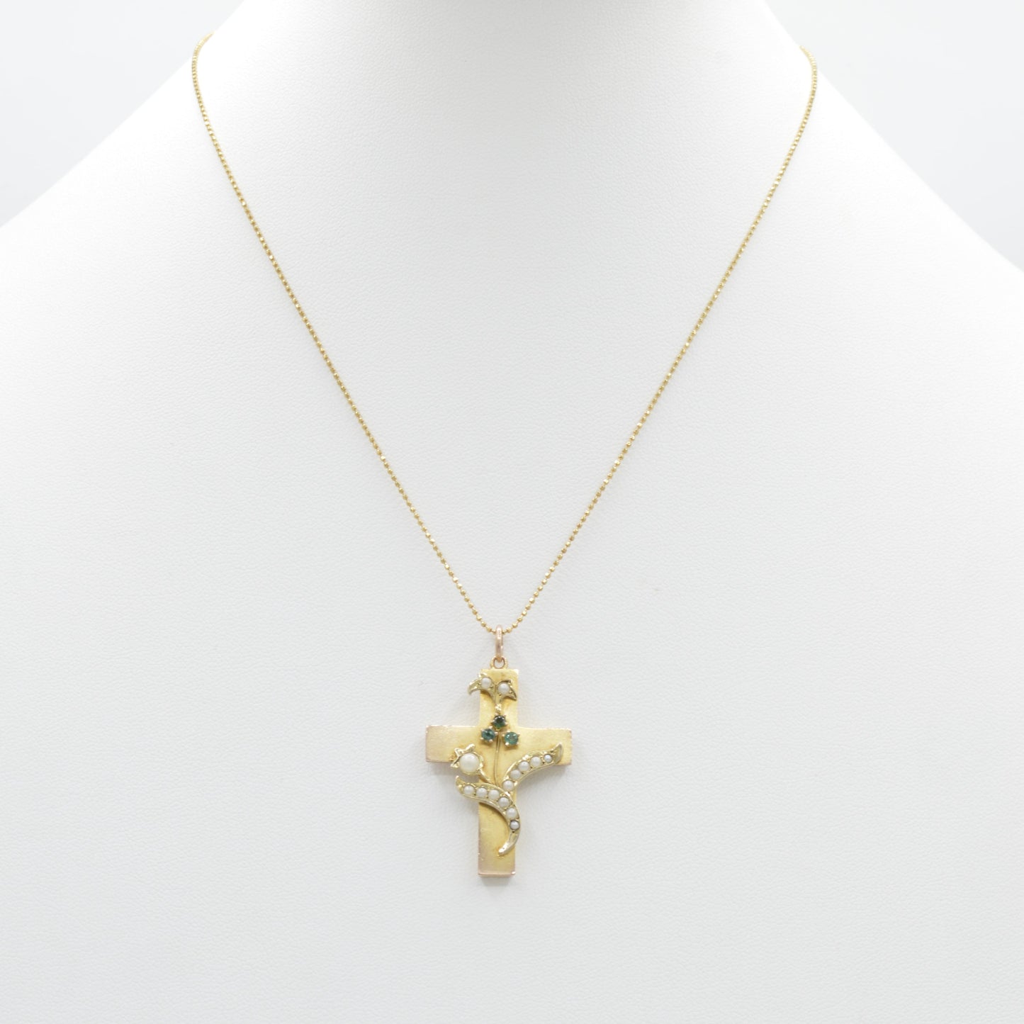 Antique Pearl & Emerald Cross