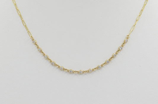 Bezel Paperclip Necklace