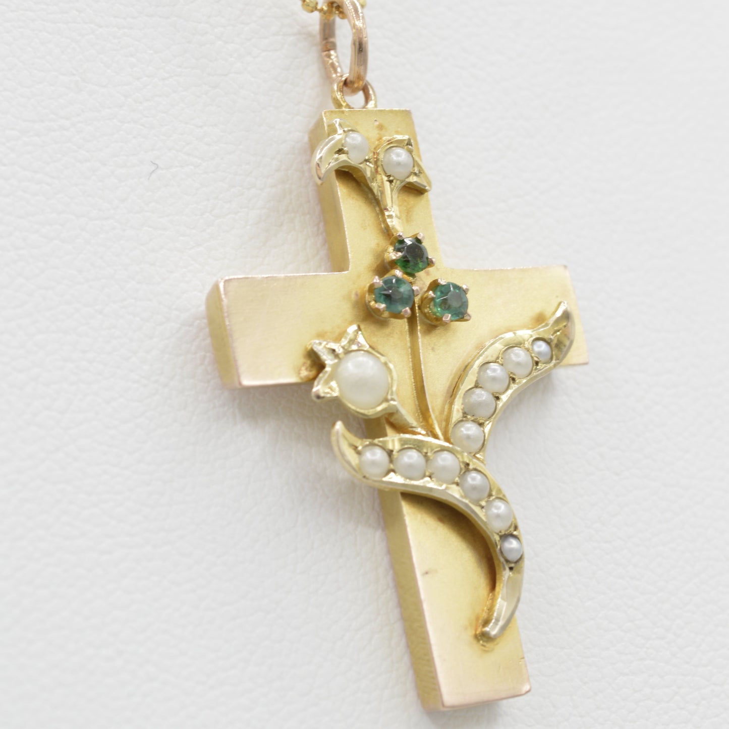 Antique Pearl & Emerald Cross