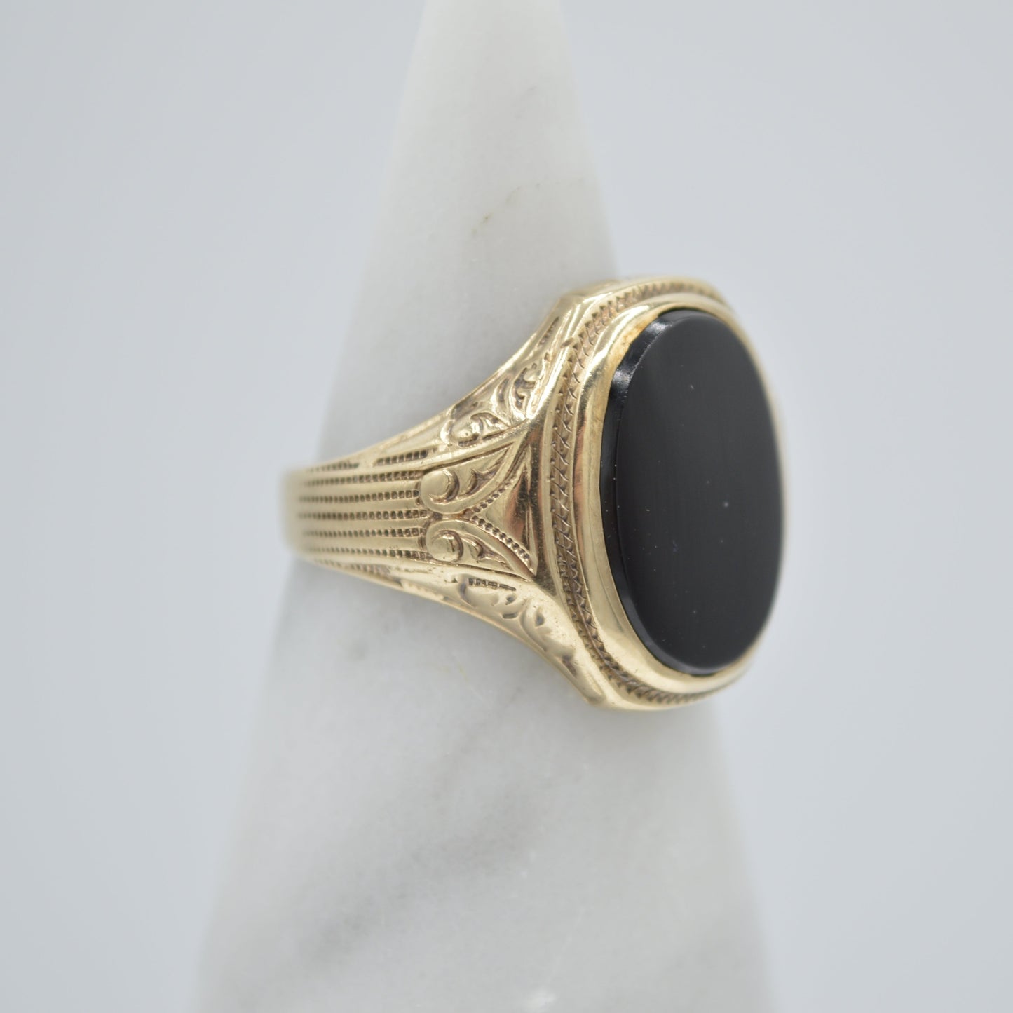 Onyx Engraved Ring