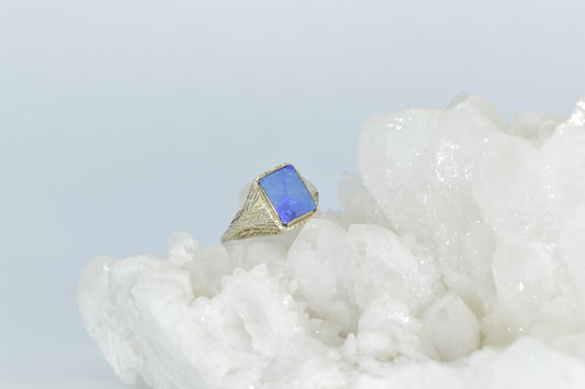 Black Opal Deco Ring
