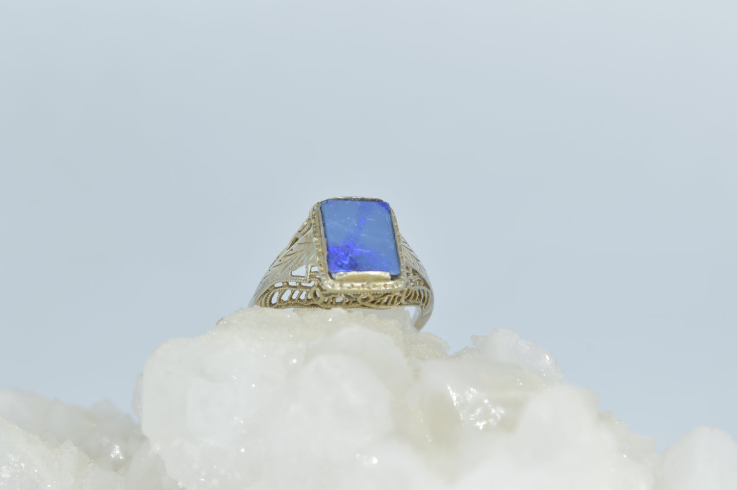 Black Opal Deco Ring