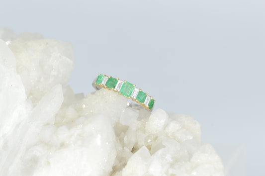 Emerald & Diamond Baguette Ring