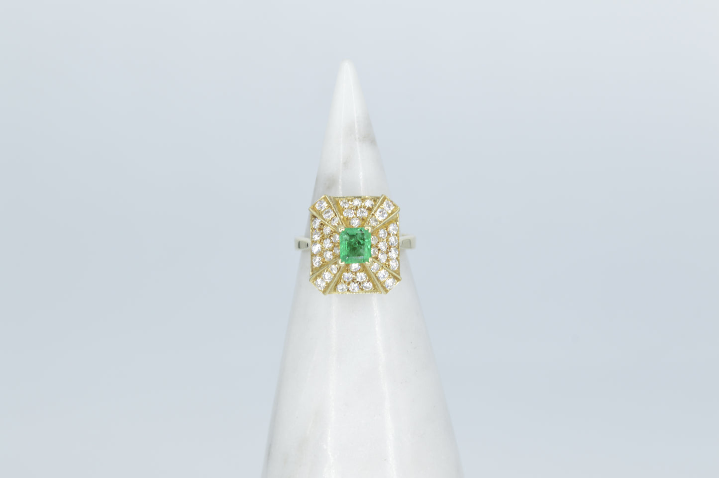 Emerald Pyramid Ring, 14k