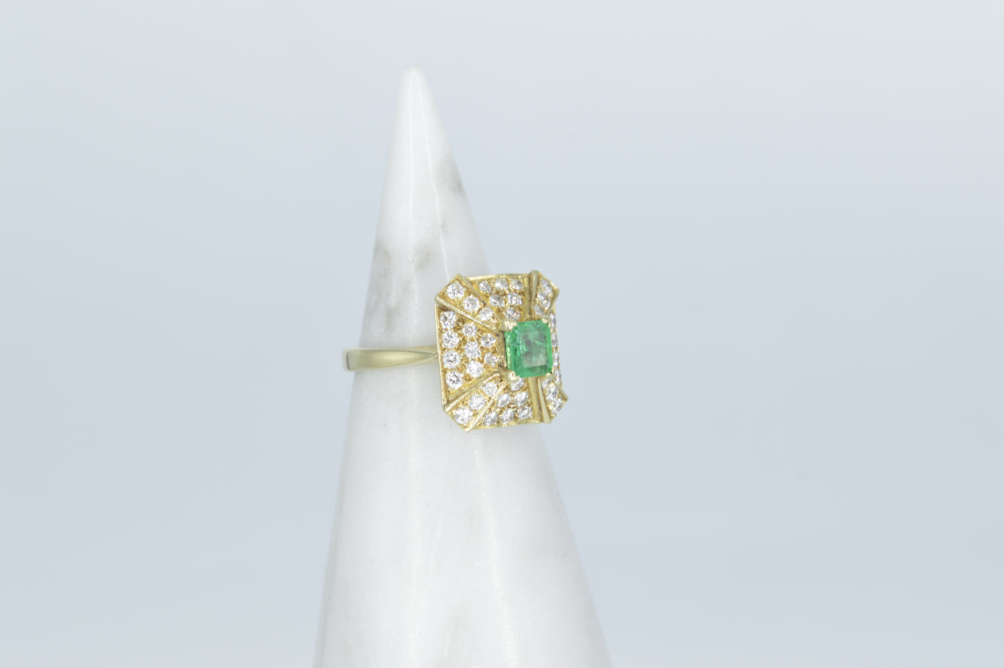 Emerald Pyramid Ring, 14k