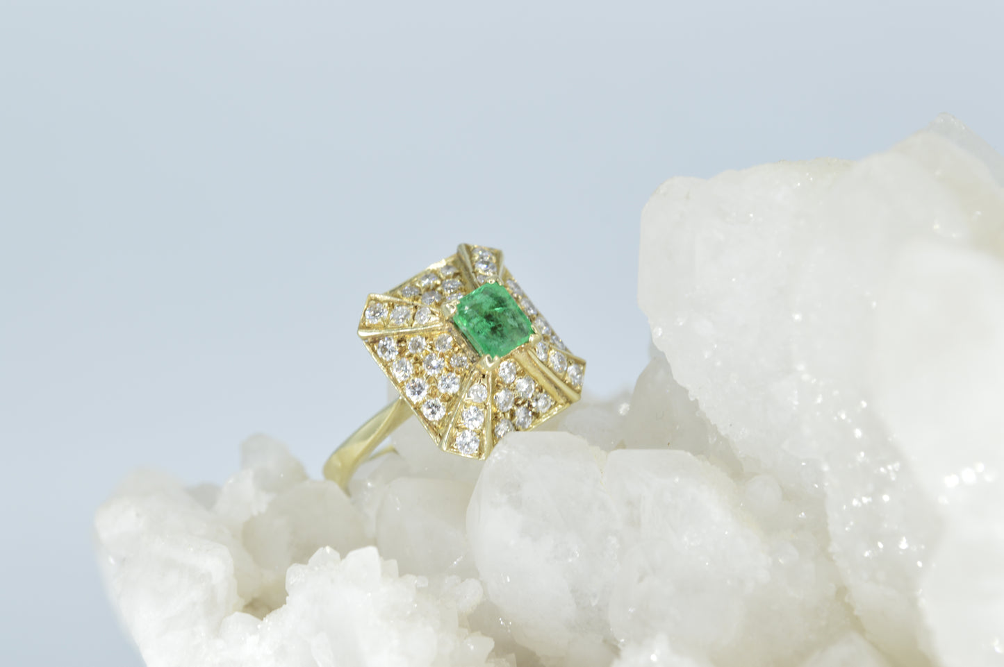 Emerald Pyramid Ring, 14k