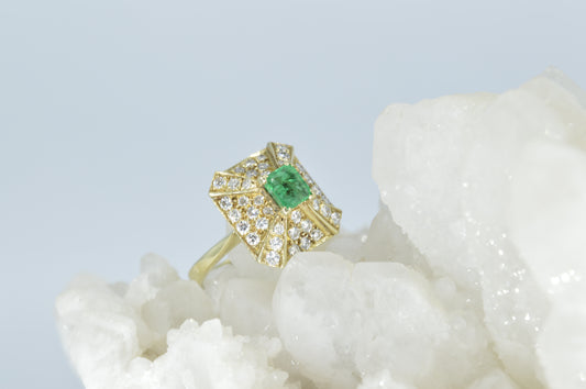 Emerald Pyramid Ring, 14k