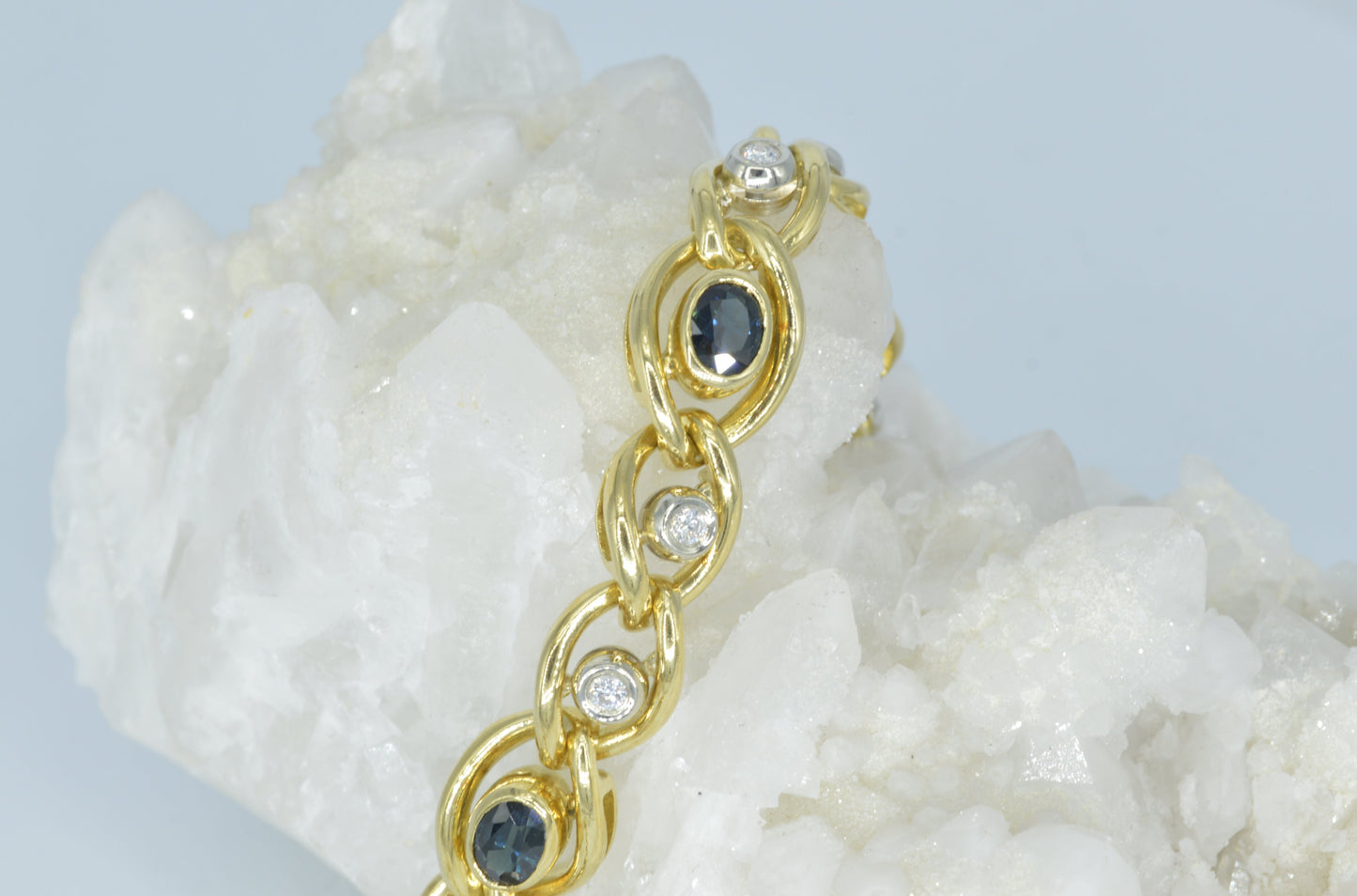 Gold Circled Sapphire & Diamond Bracelet