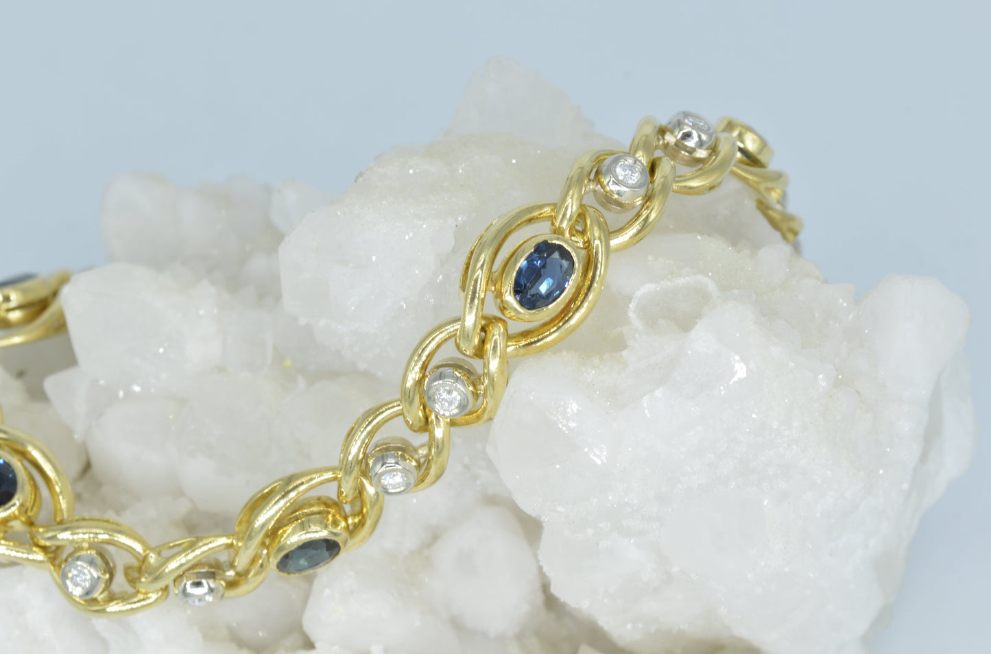 Gold Circled Sapphire & Diamond Bracelet