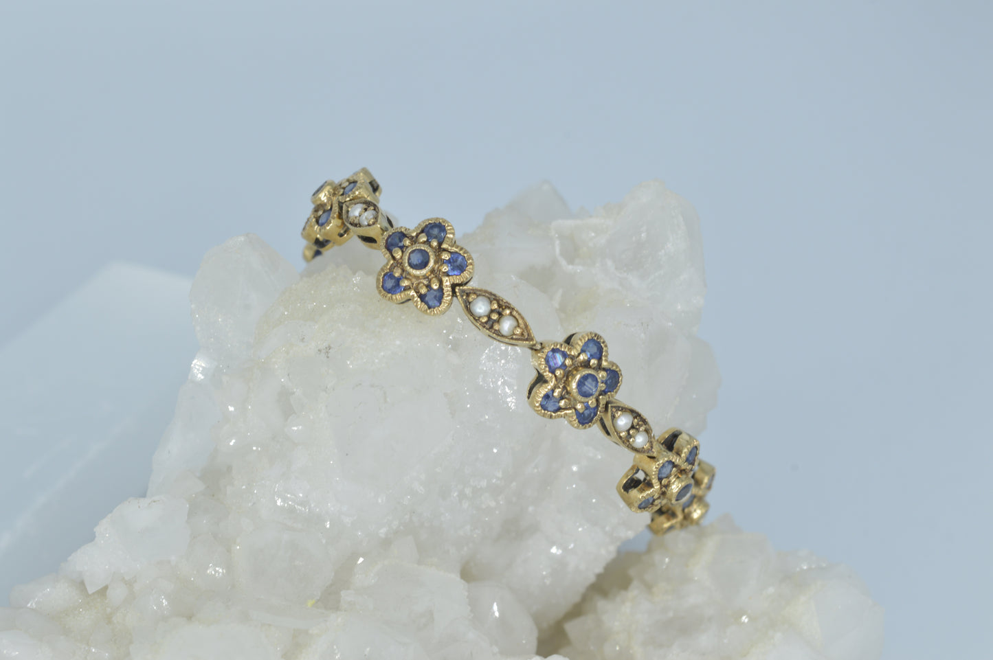 Flower Sapphire & Pearl Bracelet