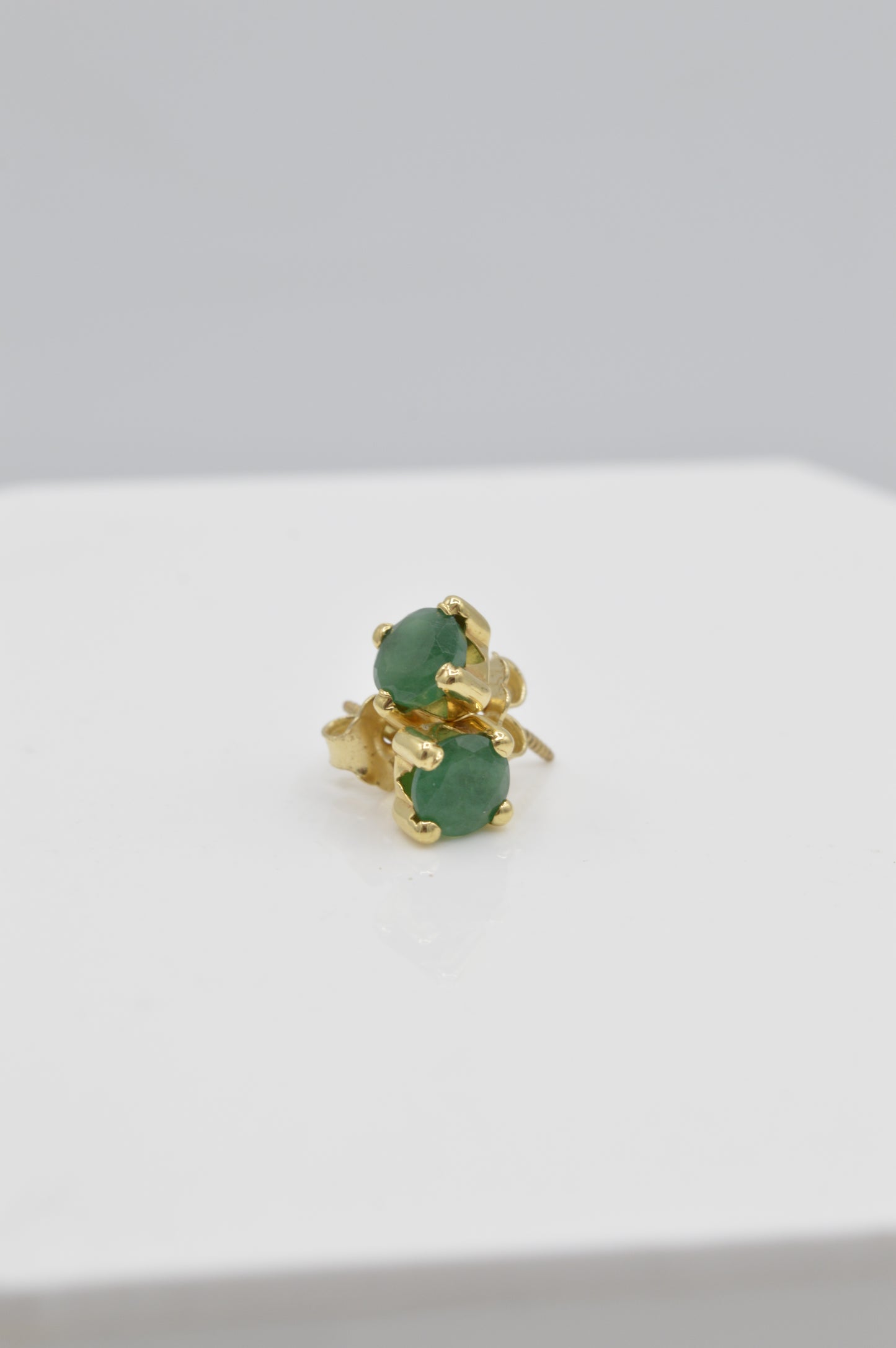 Emerald Square Studs, 14k