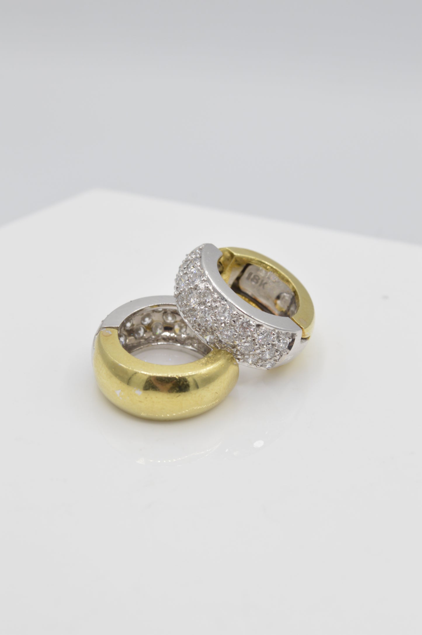 2tone Diamond Huggies, 18k