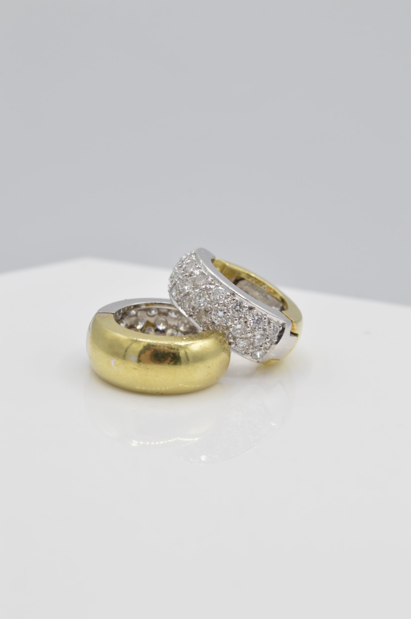 2tone Diamond Huggies, 18k