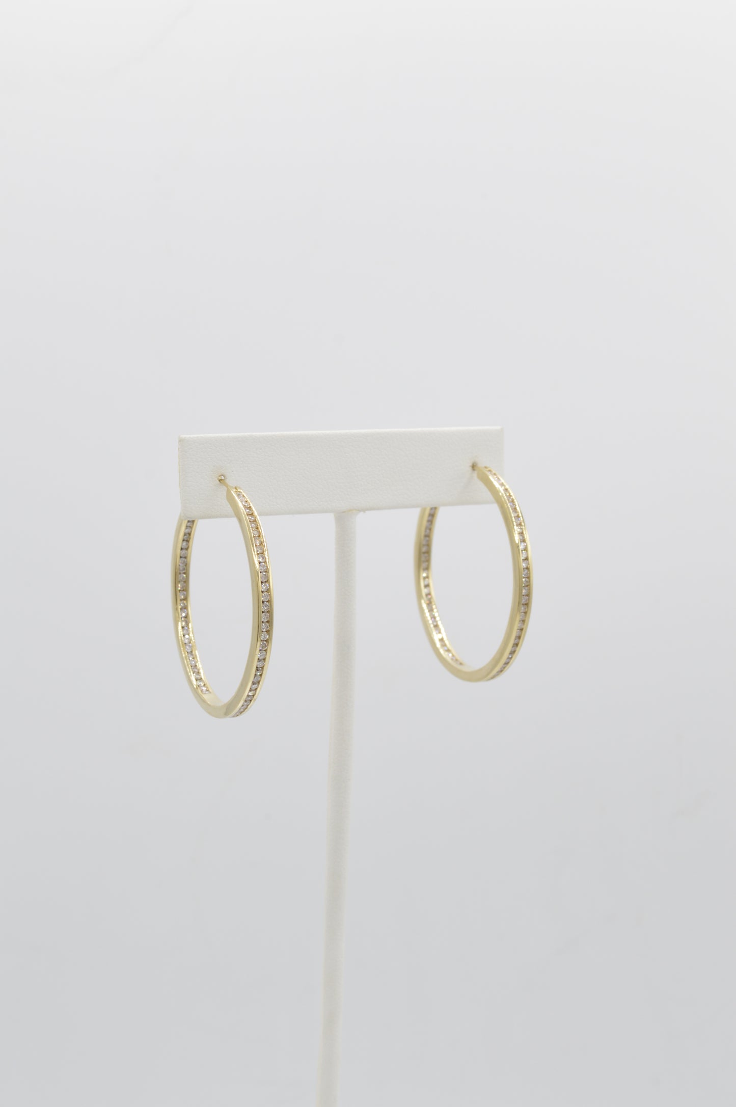 Medium Diamond Hoops, 14k