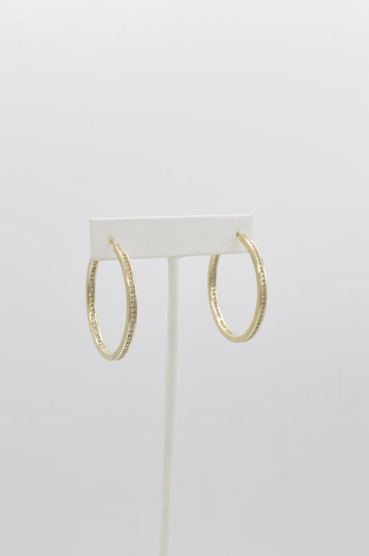 Medium Diamond Hoops, 14k