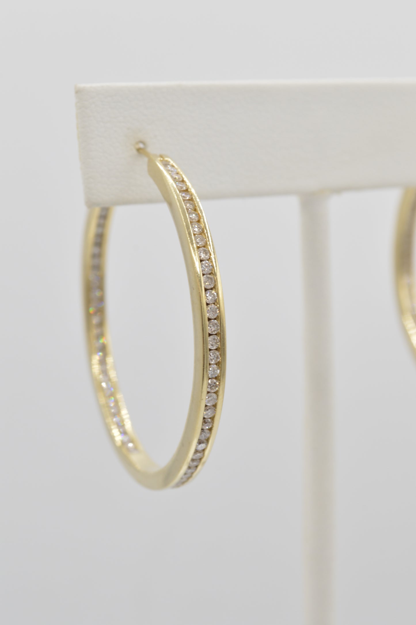 Medium Diamond Hoops, 14k