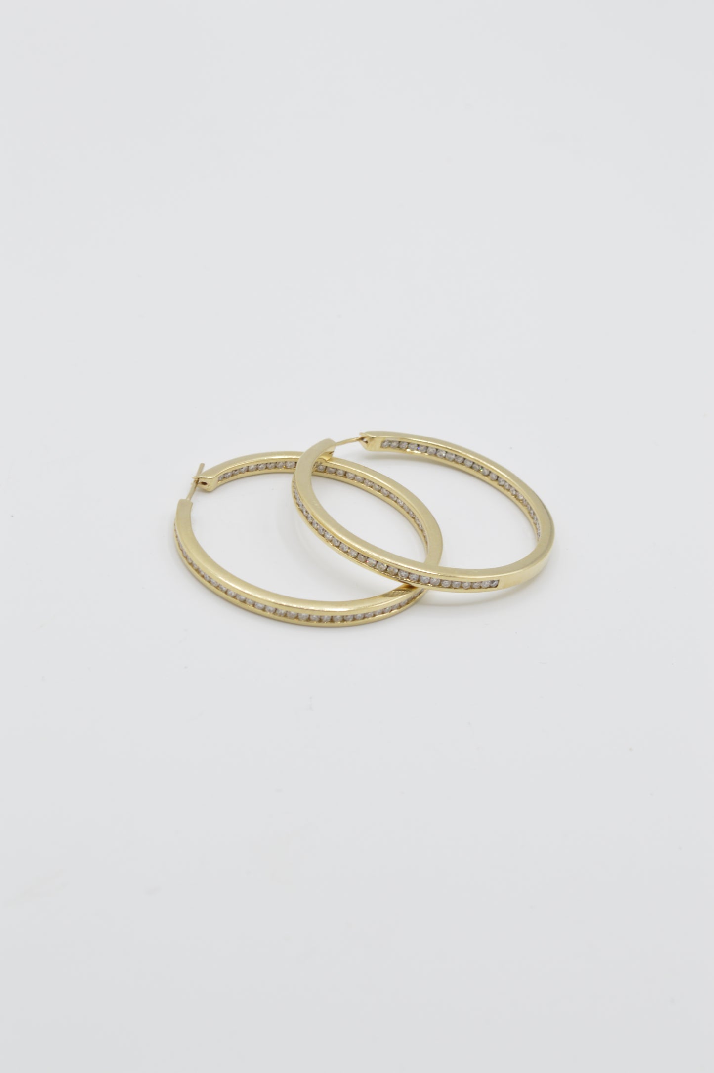 Medium Diamond Hoops, 14k