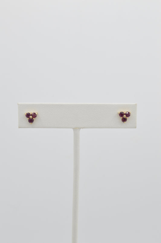 Ruby Clover Studs, 14k