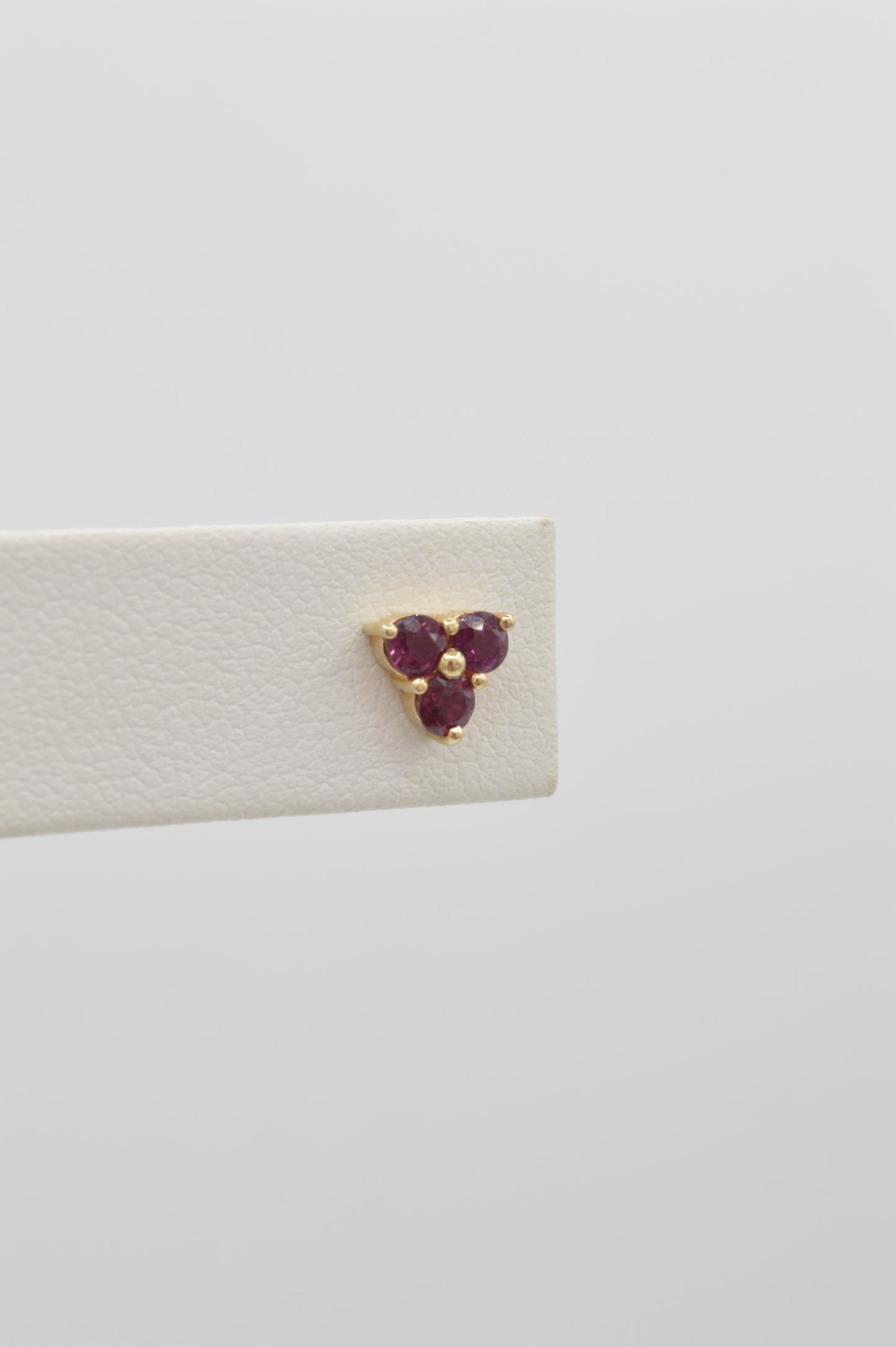 Ruby Clover Studs, 14k