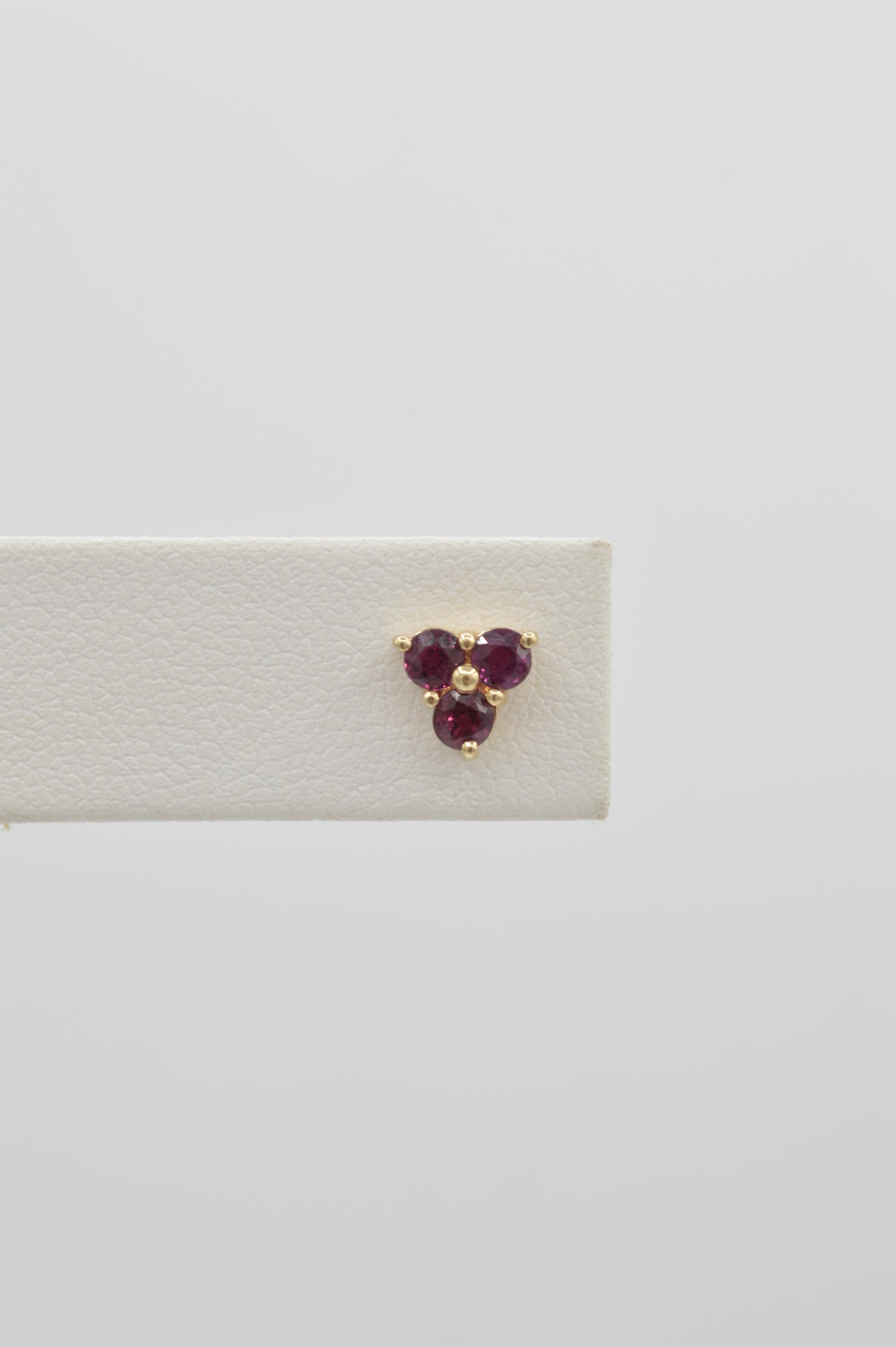 Ruby Clover Studs, 14k