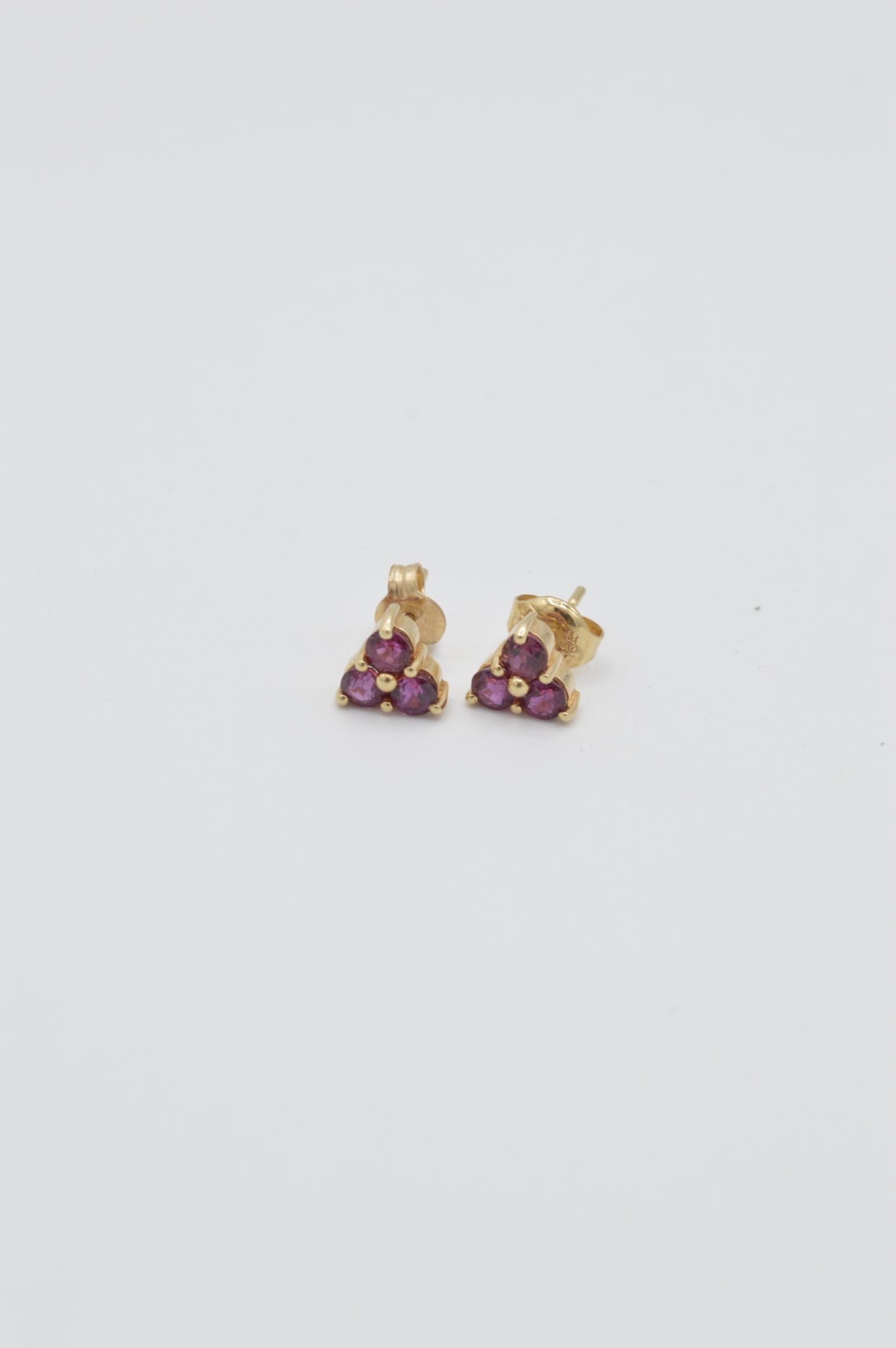 Ruby Clover Studs, 14k