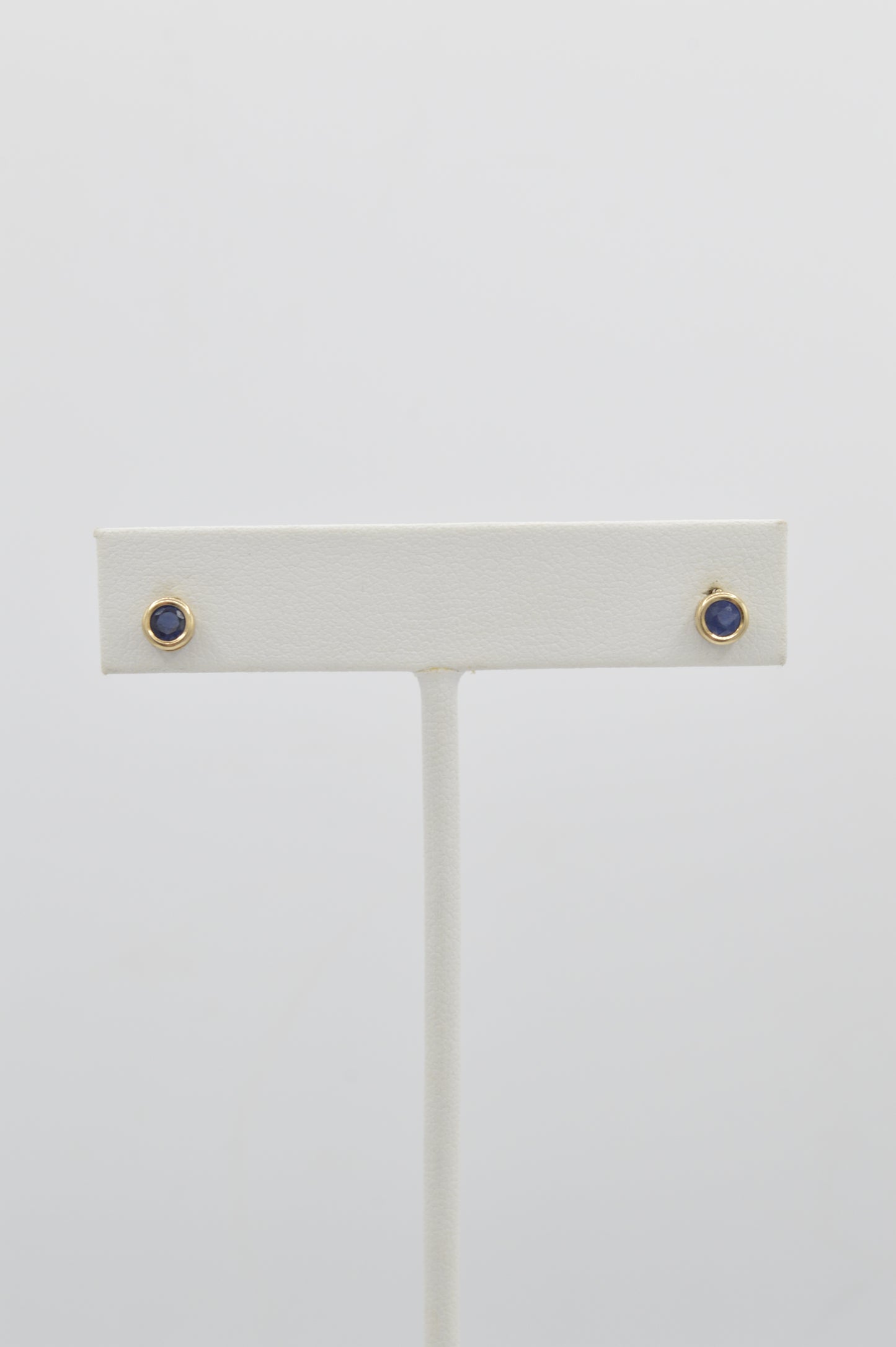 Sapphire Bezel Studs, 10k