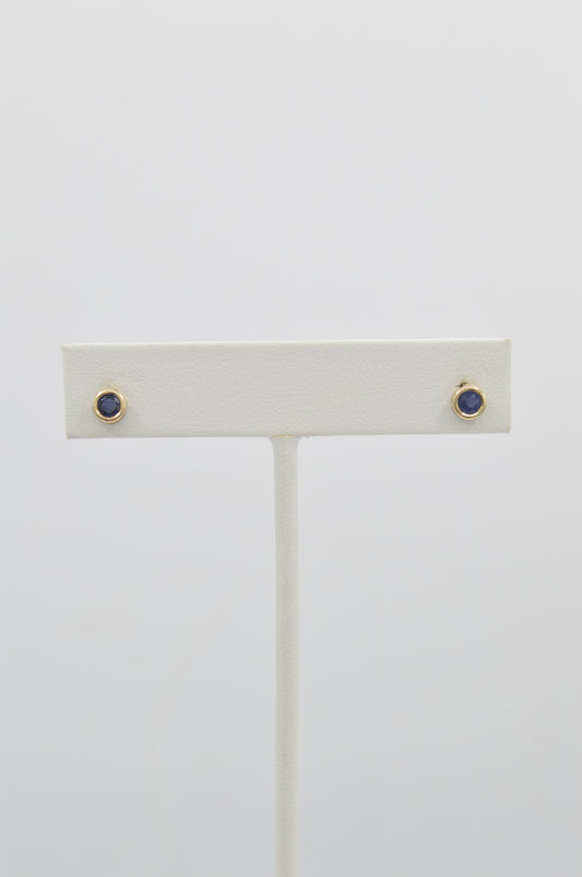 Sapphire Bezel Studs, 10k