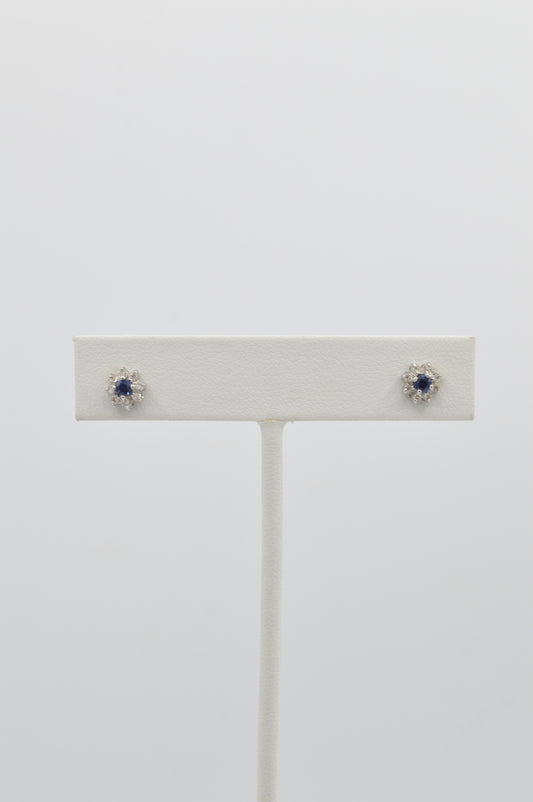 Sapphire & Diamond Studs, 14k
