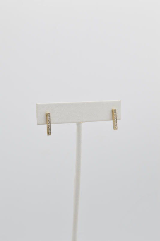 Diamond Bar Earrings, 14k