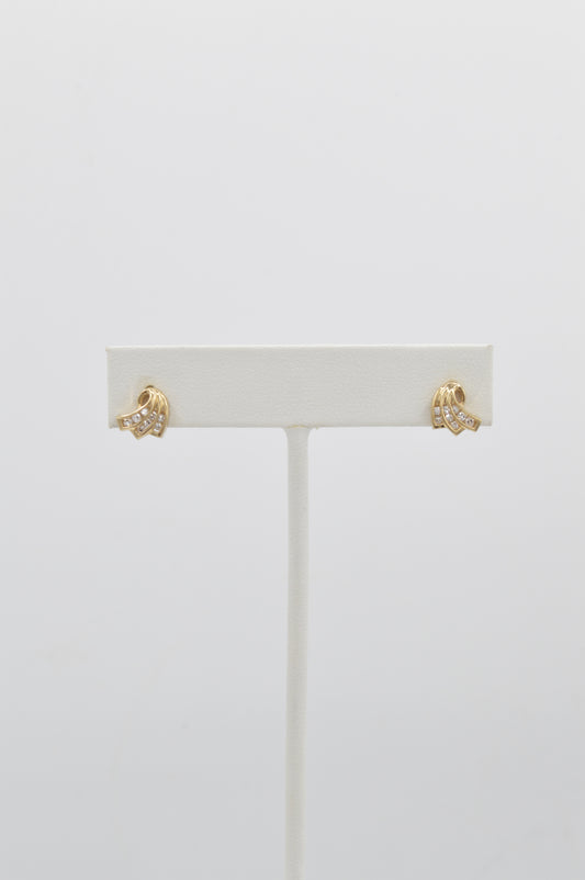 Diamond Fan Studs, 14k