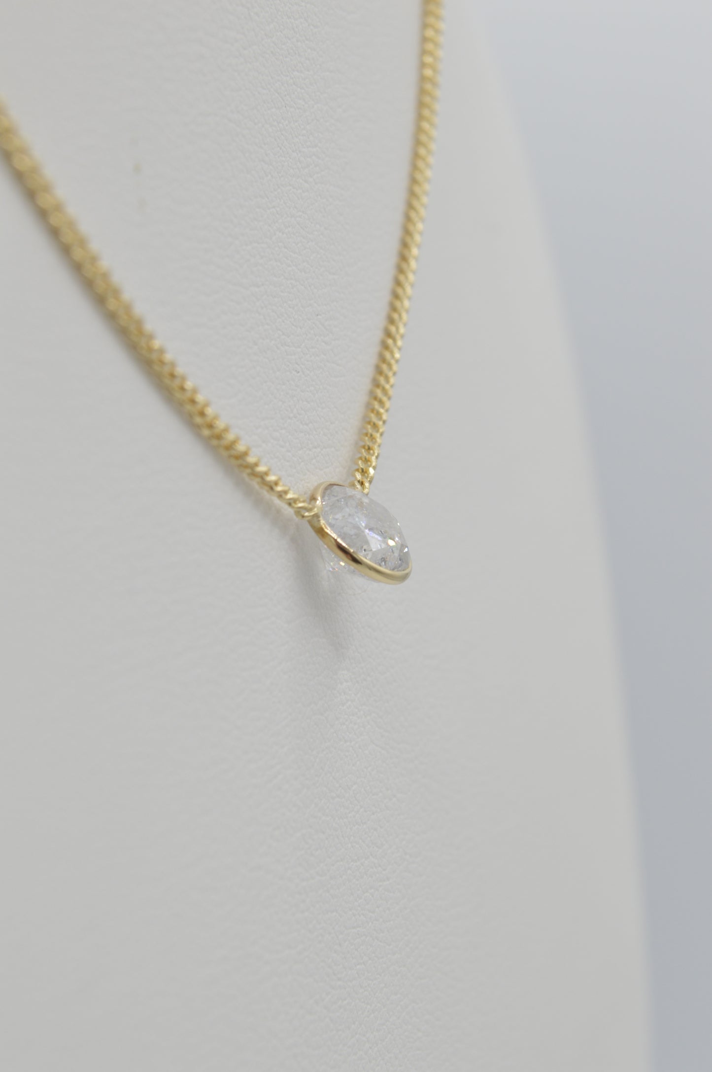 Large Solitaire Diamond Necklace, 18"