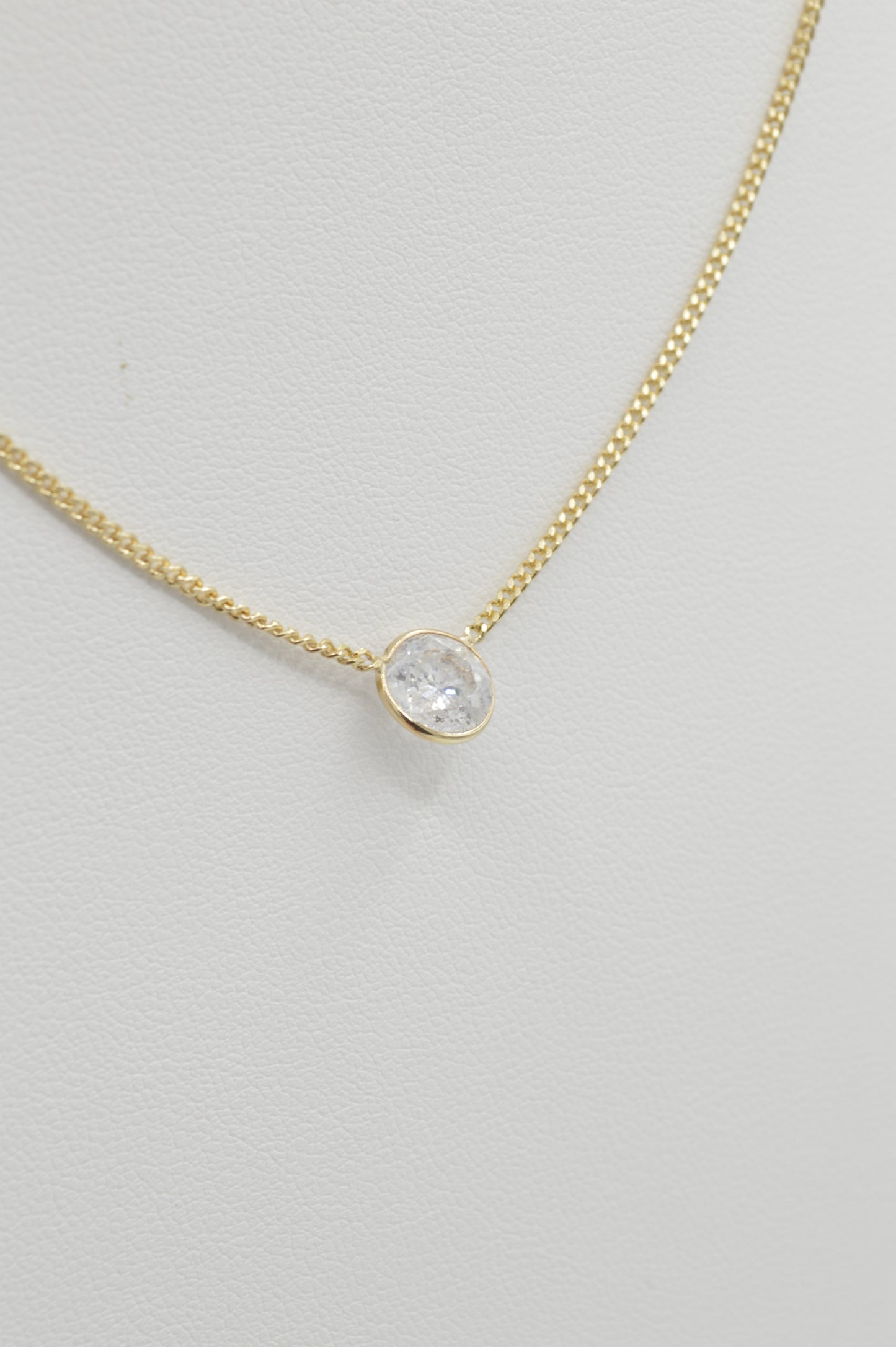 Large Solitaire Diamond Necklace, 18"
