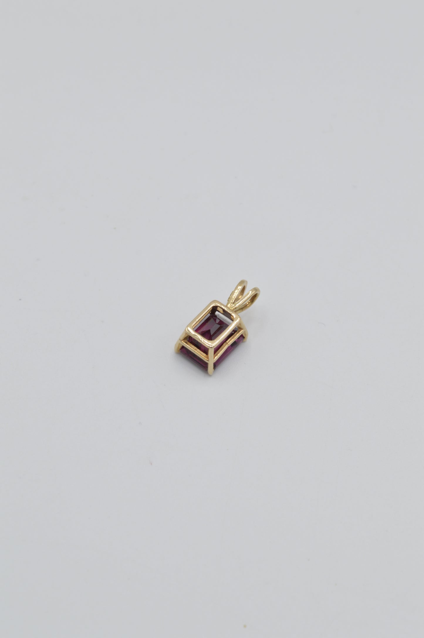 Rectangle Garnet Pendant, 14k