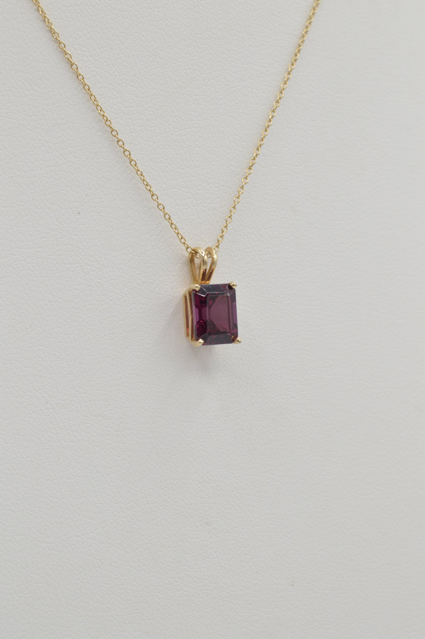 Rectangle Garnet Pendant, 14k