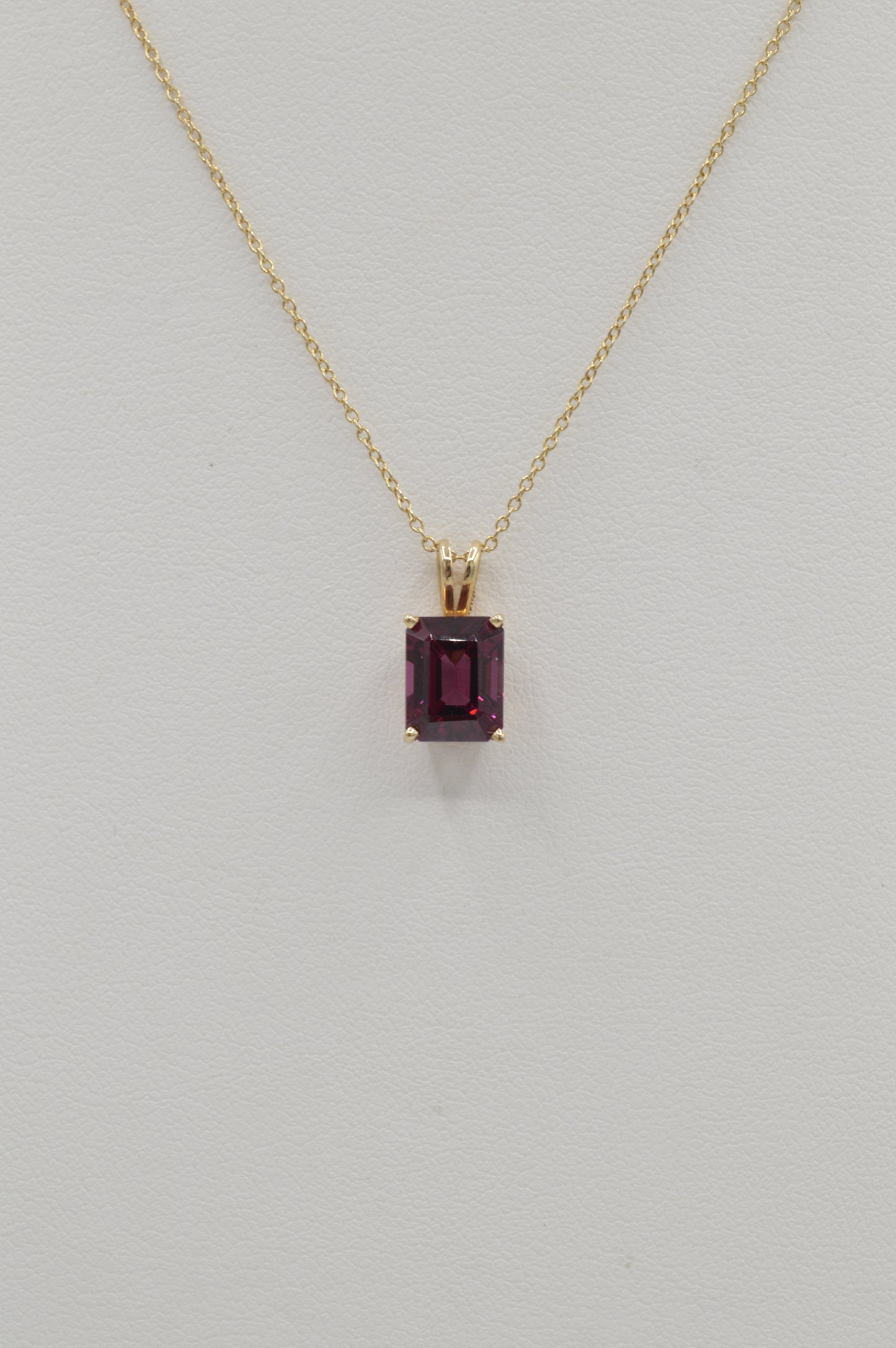 Rectangle Garnet Pendant, 14k