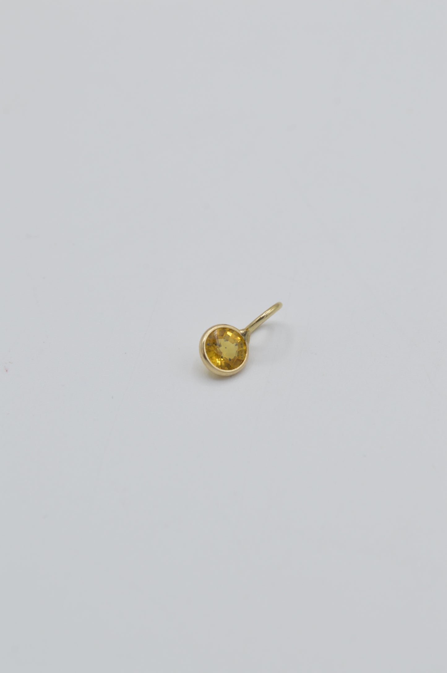 Round Citrine Charm, 14k