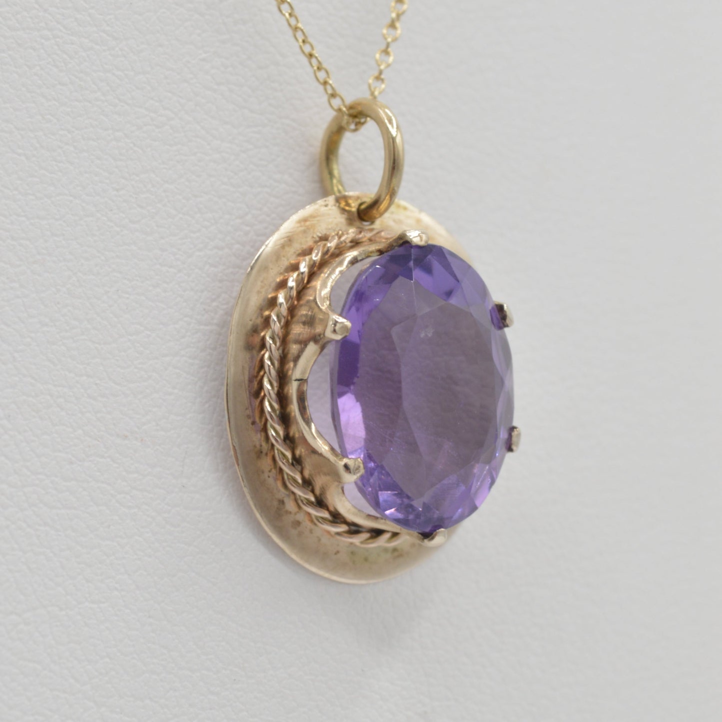 Amethyst Chunk Pendant, 10k
