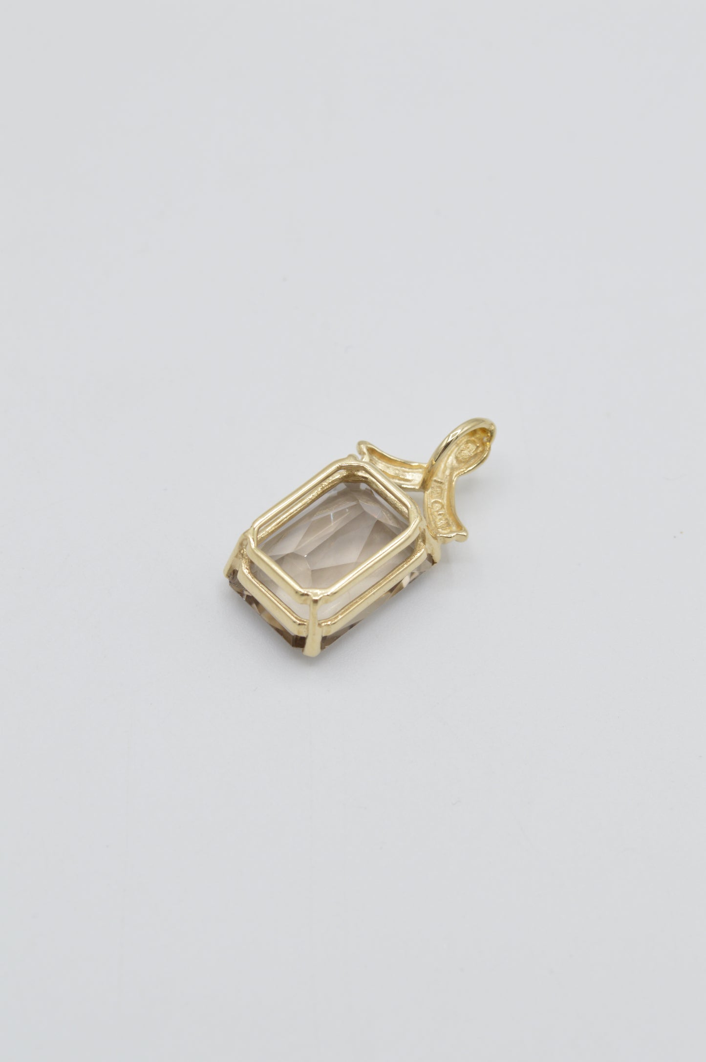 Delicate Smokey Topaz Pendant, 14k