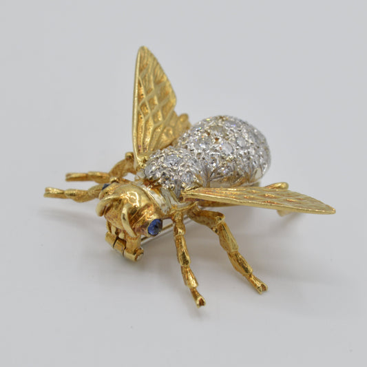 Diamond Bumblebee Pin, 18k