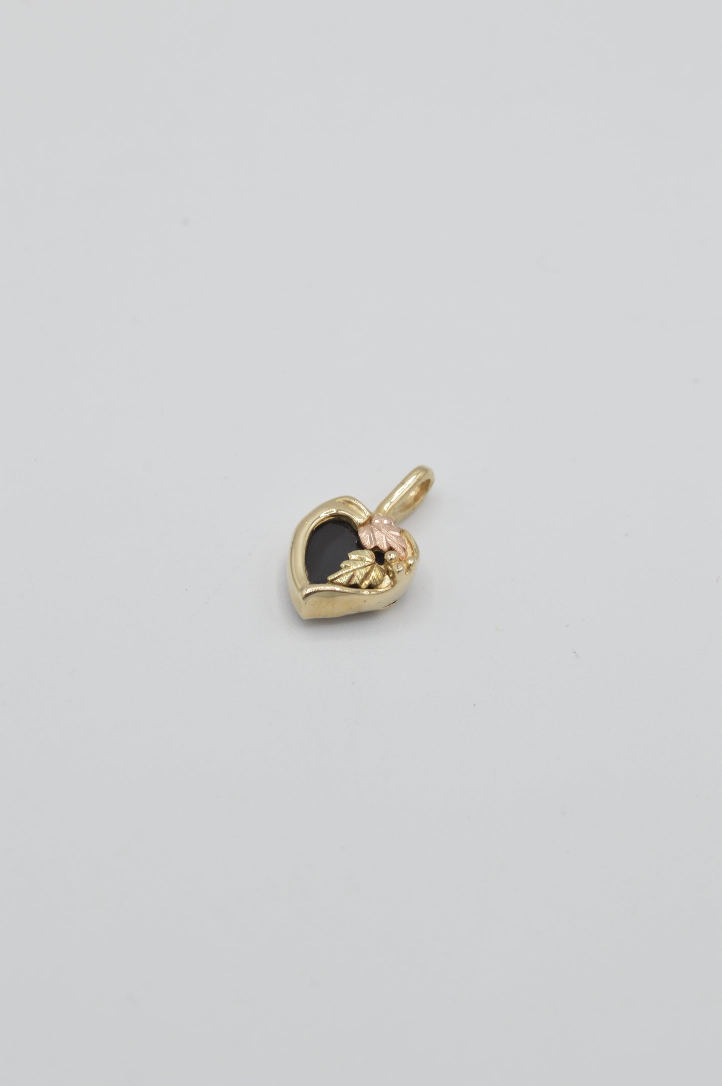 Dainty Onyx Heart Charm, 14k